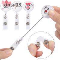 XINSU38 น่ารัก พับเก็บได้ ความคิดสร้างสรรค์ รักหัวใจ Stethoscope Pattern คลิปป้องกันการสูญหาย ที่ใส่ป้ายบัตรประชาชน คลิปรีลป้าย สำหรับนักศึกษาพยาบาล