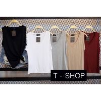 เสื้อยืด ป้าย T-Shop คอวีแขนกุด