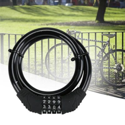 Four-digit Combination Number Code Bicycle Lock 12mm X 650mm Steel Cable Chain Anti-theft Mountain Bike Lock Bicycle Accessories