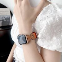 Chuangyiwei มะระหนังสองด้านคุณภาพสูงเหมาะสำหรับ Apple iWatchs8/7/6/5/4/3/2/1 สายนาฬิกาใหม่สุทธิสีแดง AppleWatchultra รุ่นสายนาฬิกาผู้หญิง SE รุ่นที่เรียบง่าย