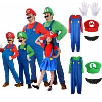 Game Anime Funny Halloween Carnival Costumes Super Mari Bros Brother Costume for Kids Adult Fancy Cosplay Jumpsuit