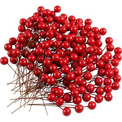 200 Pcs Holly Berries Artificial Berries for Christmas Wreath Decorations Wreath Making Supplies Party Decoration