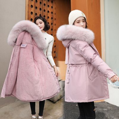 Women Parka Fashion Long Coat Wool Liner Hooded Parkas 2022 New Winter Jacket Slim With Fur Collar Warm Snow Wear Padded Clothes