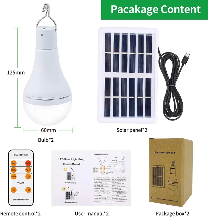 Solar Light Bulb For Chicken Coop Led USB Remote Timer Sensor Powered