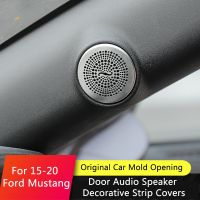 ：》“{： QHCP Stainless Steel Door Audio Speaker Decorative Strip Loudspeaker Covers Stickers Trim Car Styling For Ford Mustang 2015-2022