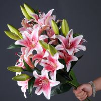 90cm Artificial Flowers for Decoration Lillys Large Stem Flowers Pink Bud Single Lily for Wedding Home Decoration Accessories