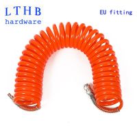 Pneumatic Air Hose PU 6 M Tube with European Connector Retractable Spring EU Quick Coupling Pipe Air Compressor Fitting Parts Hand Tool Parts Accessor