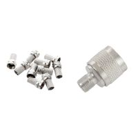 10 Pcs Twist-On RG6 RG-6 F TV Connector &amp; 2 Pcs N Type Male Plug To F Female RF Coaxial Adapter