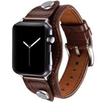 ✌☾﹍ Genuine Leather strap For Apple watch series 8 7 6 se 5 4 ultra Cuff Bracelet correa Apple watch band 45mm 41mm 40mm 42mm 44mm