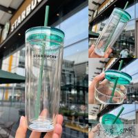 Starbuck ถ้วยแก้วมรดกแบบคลาสสิกขนาด591มล.,แก้วพร้อมฝาปิดใสสองชั้นความจุมาก