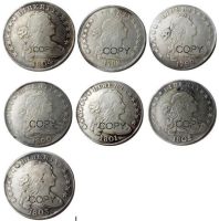 【HOT】 Noon Traders ชุดเหรียญ (1798-1804) 7ชิ้นประดับด้วยทองเหลืองชุบเงินขอบตัวอักษรสำเนาดอลลาร์