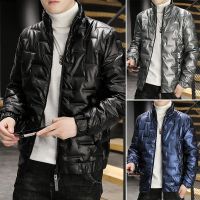 [COD] 21 new winter down jacket mens clothes reflective bright surface casual stand-up collar cotton-padded