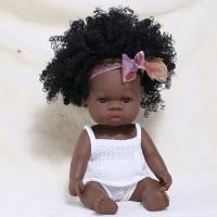 35CM Black Baby Dolls Summer Dress African Reborn Doll Silicone Waterproof Bath Play Baby Soft Vinly Toy Girl Boys Children Gift