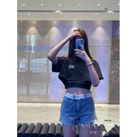 NZFC Alexander Wang spring and summer new fashionable letter ribbon high waist slimming denim shorts f63