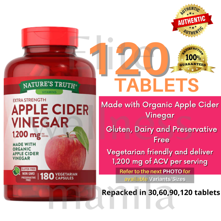 Nature's Truth Apple Cider Vinegar Capsules 120 Capsules- Nature's Truth Apple Cider Vinegar 1200 mg AUTHENTIC