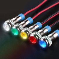 1pcs 6mm 8mm 10mm 12mm Metal LED Warning indicator light Waterproof IP67 Signal Lamp Pilot Wires switch 3V 5V 12V 220V Red Blue