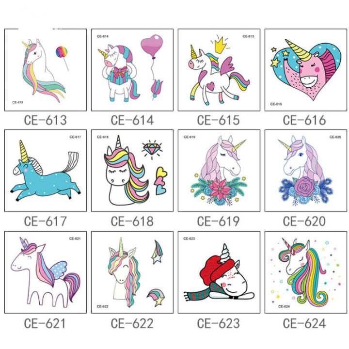 hot-dt-5pcs-unicorn-temporary-tattoos-cartoon-fake-sticker-hand-arm-for-child