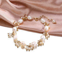 ฤดูใบไม้ร่วง Super Fairy Freshwater Pearl Bracelet บาร็อคสไตล์เรียบง่ายสไตล์เย็นร้อยมือตกแต่งกระบอกตรง PTU4