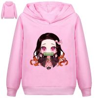 【Ready Stock】New anime Demon Slayer Blade Q version stove door Tanjirou children boys and girls sports fashion hoodie