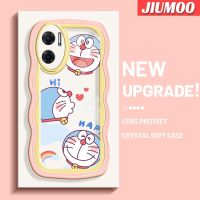 เคส JIUMOO สำหรับ Xiaomi MI Xiaomi MI Redmi 10 5G Note 11E 5G Redmi 11 Prime เคสการ์ตูน Happpy Doraemon ดีไซน์ใหม่สร้างสรรค์เคสโปร่งใสลายกล้องถ่ายรูปซิลิกาเจลฝาครอบป้องกันขอบคลื่นนุ่มเคสมือถือกันกระแทกแบบใส