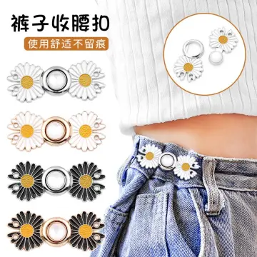 2pcs/set Jean Waist Tightener Adjustable Pant Button Pins Button For Jeans  Too Big Waistband Tightener Pants Clips For Waist - No Sewing Required,  White