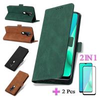 2 IN 1สำหรับ OPPO A9 2020 OPPO เคส2020 A5เคสแบบพับปิดได้ซิลิโคนนิ่มพร้อมฟิล์มกันรอย