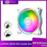 Cooler Master MF120 HALO White Edition Case Fan 120mm Dual Loop 5V Addressable RGB Lighting PWM CPU Cooling พัดลมเงียบ-kxodc9393