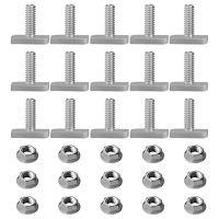 15Pcs T Slot Bolt Accessories M8 X 20 Screws, A2-70 Rail Track Screws Track Nuts With 15 Flange Nut