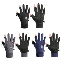 hotx【DT】 Gloves Men Cycling Thermal Fleece Windproof Warm Outdoor Fishing Skiing