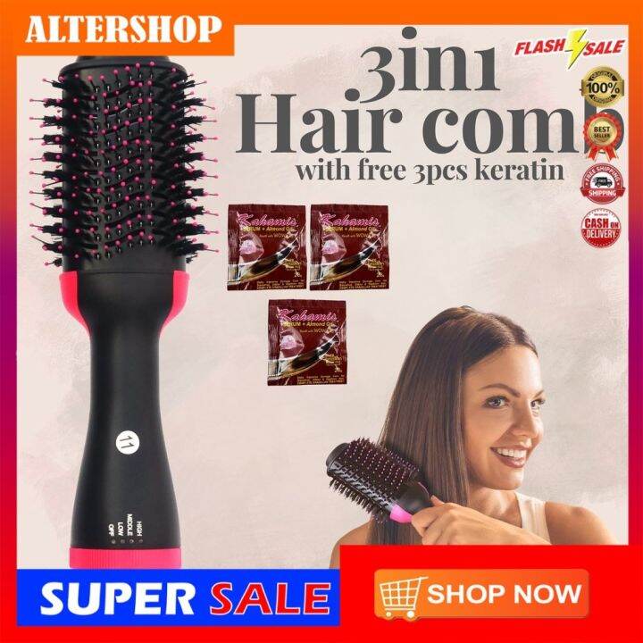 Hair Dryer and Volumizer Hot Air Paddle Styling Brush Ion Generator