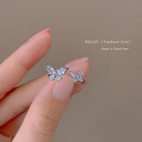 New Korean Version Crystal Zircon Butterfly Open Adjustable Rings for Women Fashion Personality Butterfly Ring Gift Anillo Mujer