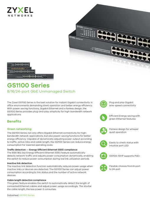 zyxel-gs1100-16-16-port-gbe-unmanaged-switch-unmanaged-switch-สวิตซ์-ของแท้-ประกันศูนย์-2ปี