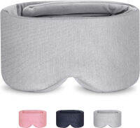 KingPavonini Sleep Mask for Women Men 100% Handmade Cotton - Eye Mask Sleep with Double Thickened Nose Wing for Fully Light Blocking, Blindfold Sleeping Mask for Home/Flight/Shift Work Light Gray