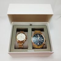 เกือบใหม่!!! นาฬิกาข้อมือ FOSSIL ของแท้ 100% รุ่น BQ2145MSET มือสอง SET คู่ชาย,หญิง เรือนทอง พร้อมป้ายแทกส์และกล่อง COD เก็บเงินปลายทางได้