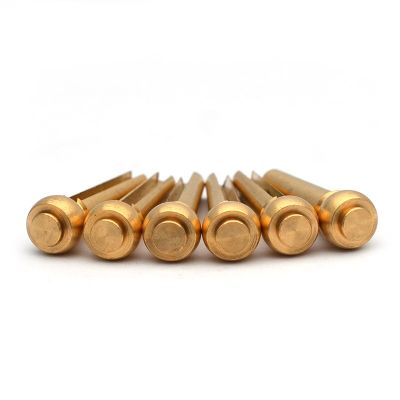 6Pcs Brass Acoustic Guitar Bridge Pins Guitar Strings Fixed Cone String Pins String Nails Gold