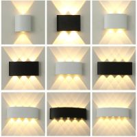 IP65 LED Wall Lamp Outdoor Waterproof Garden Lighting  Aluminum AC86-265 Indoor Bedroom Living Room Stairs Hallway Wall Light Power Points  Switches S