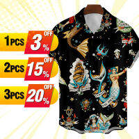 2021 New shirts for men Summer Floral Elements 3d Digital Printing Trend Loose Short-Sleeved Mens Shirt Top 6xl Large Size