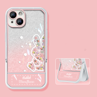 โทรศัพท์ซิลิคอนนุ่มขาตั้งพับได้กระต่ายกากเพชรที่สวยงามเคสสำหรับ Apple iPhone 14 13 12 11 X XR XS Pro Max Plus เคสแฟชั่นมีสไตล์ฝาหลังจาก GGQcase