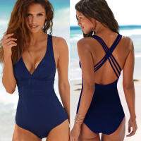 2021Sexy Cross Bandage Swimsuit Push Up Bikini 2022 One Piece Monokini Tummy Control Swimwear Solid Plus Size Bathing Suit XXL