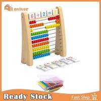 Loviver ทำจากไม้ที่มีสีสัน Abacus สิบกรอบของเล่นช่วยการนับชุดการศึกษาของขวัญสำหรับเด็กด้วยบัตรและไม้