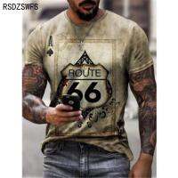 66 U.S. Highway 3d T Shirt Summer New Style Short-Sleeved Sweat-Absorbent And Breathable Top O-Neck T-Shirt Men’S Oversized Shir