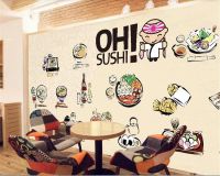 【CW】 beibehang papel de parede Personalized decorative wallpaper hotel cartoon hand painted mural sushi tooling background