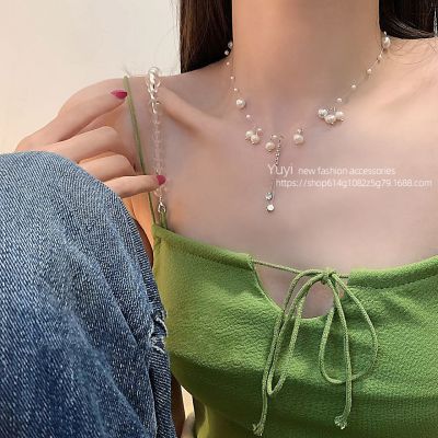 [COD] South Koreas high-end pearl necklace niche design personality tassel collarbone chain light luxury wholesale