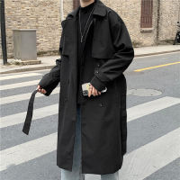 Trench Men Design Pockets Solid Double Breasted Oversize Leisure Teens Long Coats Sashes Stylish Outwear Hombre Korean Style BF