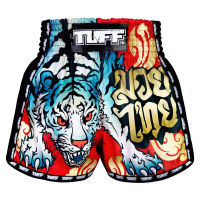 กางเกงมวย กางเกงมวยไทย กางเกงกีฬา ทัฟฟ์ มวยไทย กางเกงมวยไทย TUFF Muay Thai Boxing Shorts Retro Style Red Furious Tiger