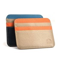 hot！【DT】❃♗  Cowhide Leather Thin Credit Card Holder Men Wallet Small Coin Purse Bank Money Cardholder