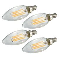 4PcsLot LED E12 E14 Filament Bulb 2W 4W 6W LED Candelabra Light Filament Candle Bulb 110V 220v Indoor LED Torpedo Shape Lamp