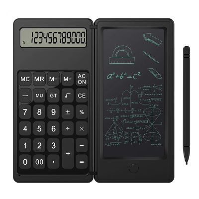 Foldable Calculator &amp; 6 Inch LCD Writing Tablet Digital Drawing Pad 12 Digits Display with Stylus Pen Erase Button Lock