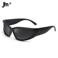 JM Wrap Around Y2K Sunglasses for Men Women Trendy Futuristic Oval Shades Cycling Sunglasses