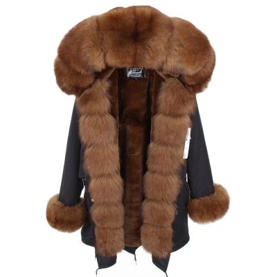 ✜ AEOZAD FURARISTOCRAT-Casaco de pele real com forro raposa destacável Parkas longas jaqueta colarinho natural casacos moda inverno